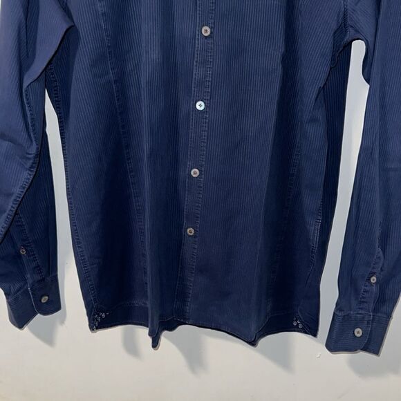 TED BAKER Navy Blue Pinstripe Ulukhot Button Up Shirt-5/XL - Picture 3 of 8